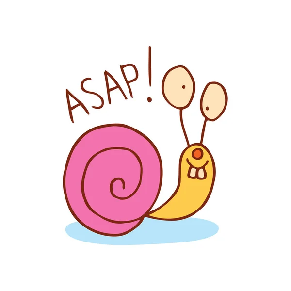 Asap Soon Possible Cute Snail Character Tell Them You Need — Wektor stockowy