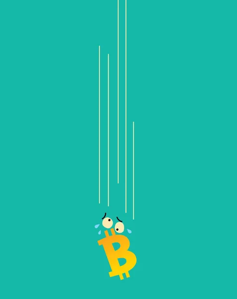 Bitcoin Spada Ilustracja Kreskówka Spadek Ceny Bitcoin Krypto Rynku Awarii — Wektor stockowy