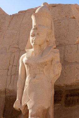 Karnak tapınağının duvarına kazınmış büyük bir figür..