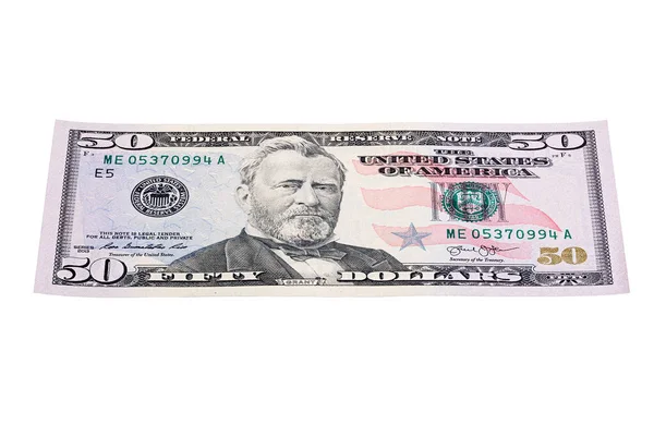 Nota Dólares Isolada Sobre Fundo Branco Foto Empilhada — Fotografia de Stock