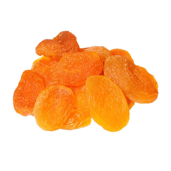 Heap Dried Apricots Isolated White Background Viewed — Stock Photo, Image