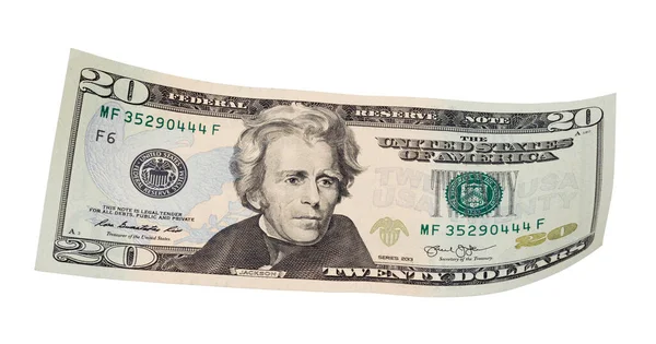 Twenty Dollar Banknote White Background High Resolution Photo — Stock Photo, Image