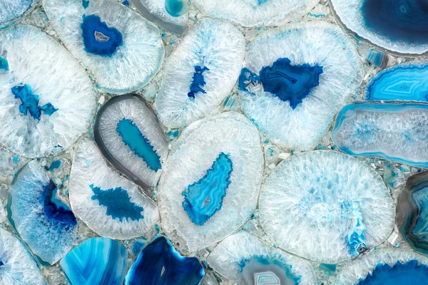 Muster Eines Blauen Mosaiks Aus Natürlichen Matten Achatstücken Die Handarbeit — Stockfoto