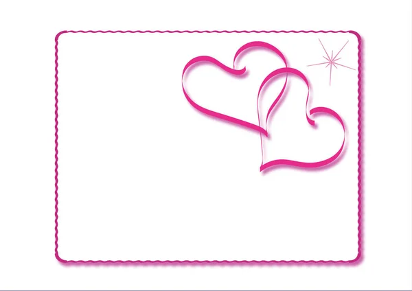 Uwielbiam Dekoracyjne Kartki Życzeniami Miłości Walentynki Biała Karta Dwoma Sercami — Wektor stockowy