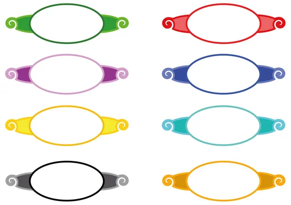 Uppsättning Färgglada Abstrakta Isolerade Etiketter Samling Ovala Klistermärken Med Ram — Stock vektor