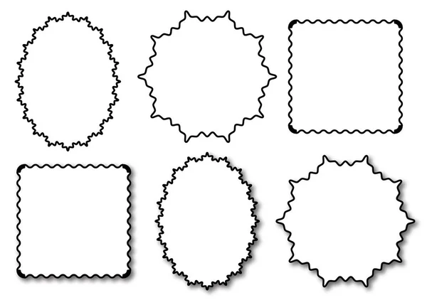 Набор Волнистых Рамок Формы Тени Тенью Объекты Изолированы Оставьте Место — стоковый вектор