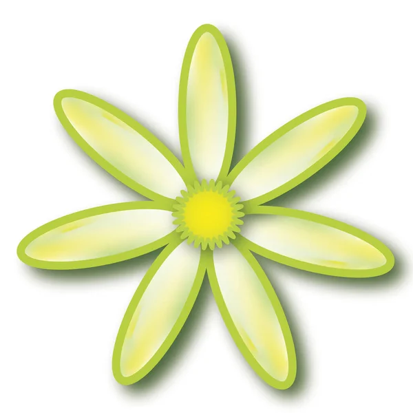 Unique Fleur Marguerite Printanière Abstraite Jaune Vert Illustration Une Fleur — Image vectorielle