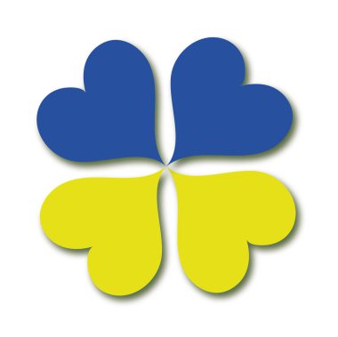 Ukrayna 'nın ulusal bayrağı barışın kalbinde şans getirmesi için dörde katlandı. Çizim. Ukrayna 'ya sevgilerimle
