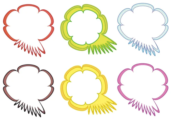 Set Van Natuurlijke Gekleurde Spraakbellen Voor Communicatie Stickers Frames Voor — Stockvector