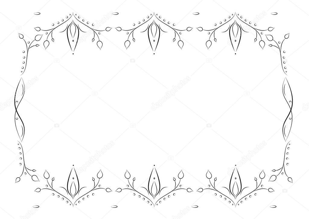 Monochrome decorative ornate frame from abstract pattern. Ornamental retro vintage frame vector  illustration with place for your text . Eps  and jpg format