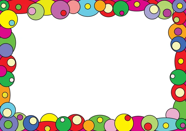 Cadre Coloré Avec Des Ourlets Avec Des Cercles Colorés Pour — Image vectorielle