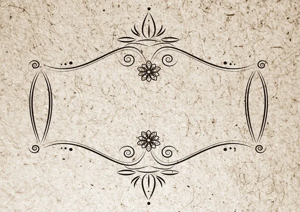 Vinheta Arquivo Sepia Moldura Ornamentada Decorativa Padrão Abstrato Papel Embrulho — Fotografia de Stock