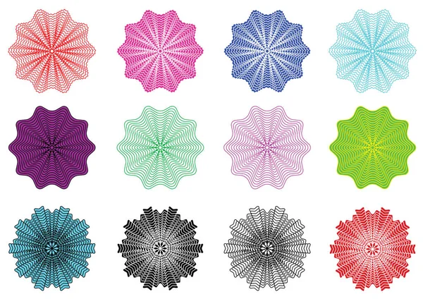 Zestaw Ilustracji Kolorowych Kształtów Kwiatów Odizolowany Kolekcja Wygenerowanych Kolorowych Przedmiotów — Wektor stockowy