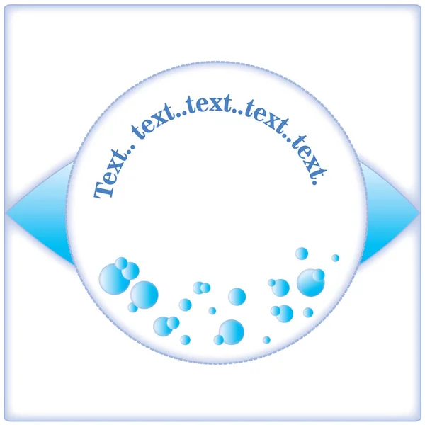 Čtvercové Pozadí Kruhovým Štítkem Modrými Bublinami Bílé Pozadí Modrým Efektem — Stockový vektor