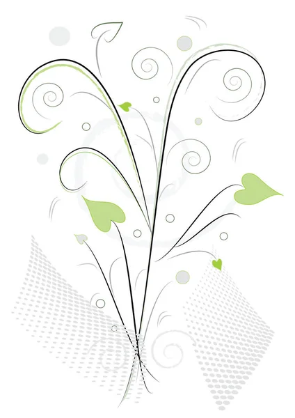 Flourish Abstrato Buquê Plantas Com Padrão Decorativo Cinza Vector Plantas — Vetor de Stock