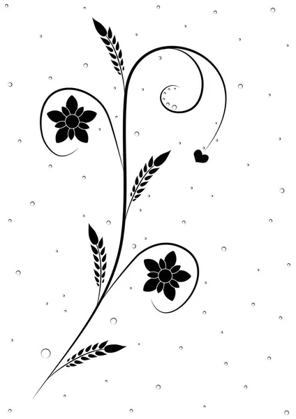 Vector Design Illustration Black Delicate Floral Motif Patterned Background Monochrome — Vettoriale Stock