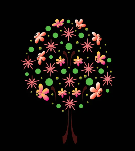 Illustration Decorative Ornamental Colorful Fruit Flowering Tree Single Symbolic Spring — 스톡 사진