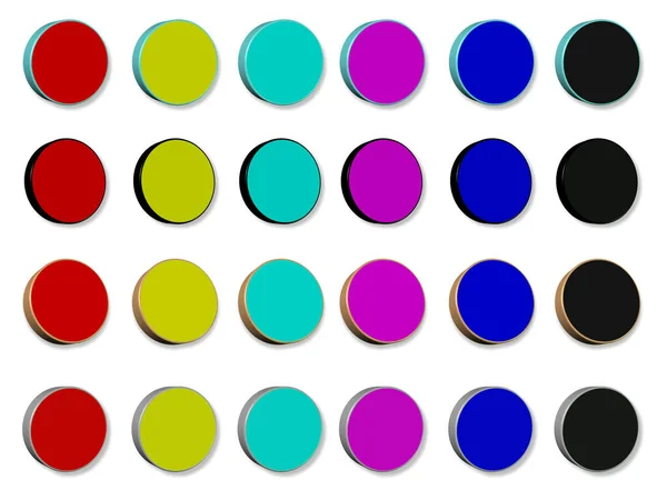 Set Bottoni Colorati Con Bordi Lucidi Illustrazione Della Collezione Oggetti — Foto Stock