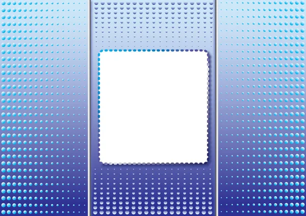 Blau Gemusterter Gepunkteter Hintergrund Mit Weißem Etikett Vektor Vektorillustration Mit — Stockvektor