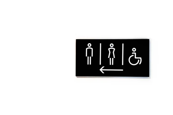 Sign Tells Way Male Bathroom Female Bathroom Toilet Disabled — Stock Photo, Image