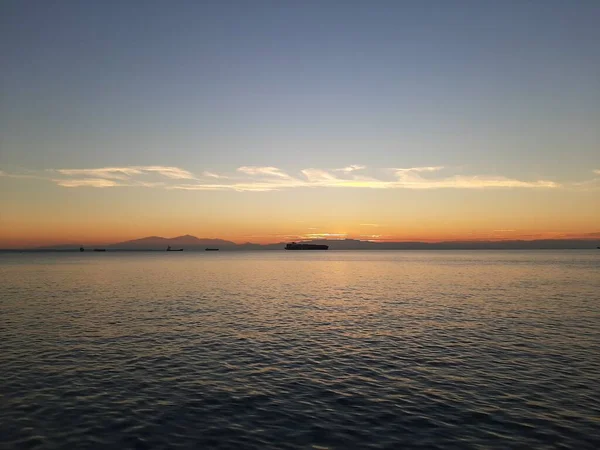 Sunset Harbour Aegean Sea Thessaloniki Greece — Stockfoto