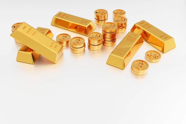 Стек Золотих Монет Золотих Батончиків Або Золотих Злитків Банківська Фінансова — стокове фото