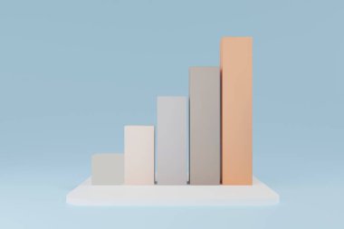 İş grafiği ya da bar şeması. Büyüyen iş ve finansal konsept. 3d hazırlayıcı.