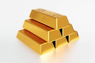 Altın külçeleri, altın külçeleri, iş bankacılığı ve finansal konsept yığını. 3d hazırlayıcı.