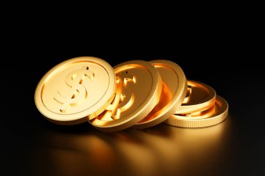 Altın para yığını, iş bankacılığı ve finansal konsept. 3d hazırlayıcı.