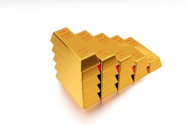 Altın külçeleri, altın külçeleri, iş bankacılığı ve finansal konsept yığını. 3d hazırlayıcı.