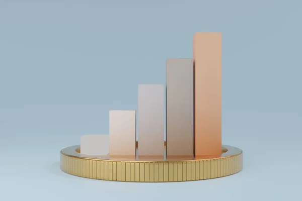 Wykres Biznesowy Lub Wykres Słupkowy Złotej Monecie Biznes Wzrostu Koncepcja — Zdjęcie stockowe