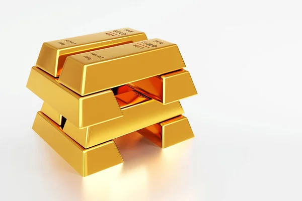 Zlatý Ingot Nebo Zásobník Zlatých Cihel Obchodní Bankovnictví Finanční Koncept — Stock fotografie