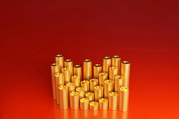 Hromada Zlatých Mincí Obchodní Bankovnictví Finanční Koncept Vykreslování — Stock fotografie
