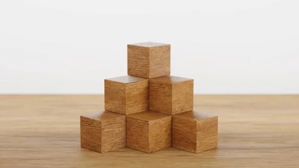 Stos Drewnianego Bloku Sześcianu Pustą Przestrzenią Umieszczenia Alfabetu Górnym Drewnianym — Zdjęcie stockowe