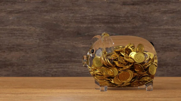 Glass Piggy Bank Coin Saving Money Open Bank Deposit Concept — 스톡 사진