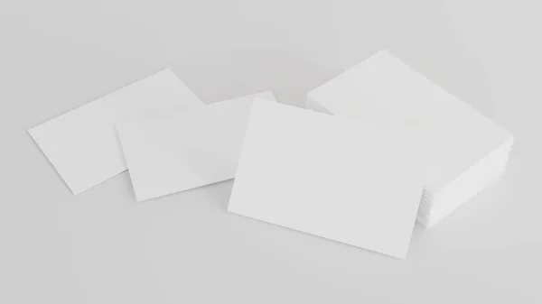 Stos Pustej Białej Wizytówki Makieta Karty Imieniem Białym Tle Promocja — Zdjęcie stockowe