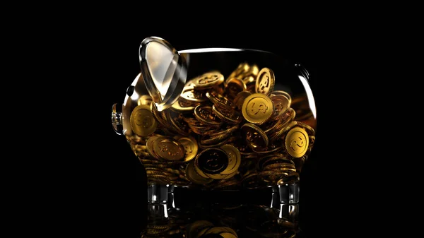 Glass Piggy Bank Coin Saving Money Open Bank Deposit Concept — Stock Photo, Image