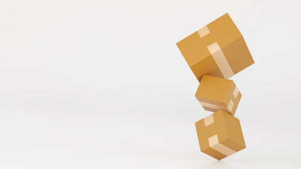 Stack Cardboard Box Carton Parcel Empty Space Concept Delivering Goods — Stockfoto