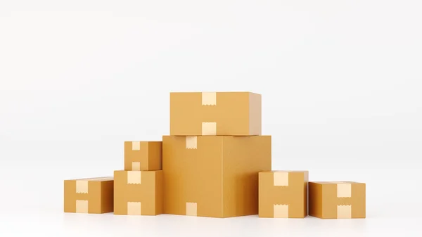 Stack Cardboard Box Carton Parcel Empty Space Concept Delivering Goods — Stok fotoğraf