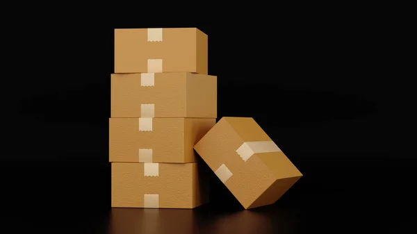 Stack Cardboard Box Carton Parcel Empty Space Concept Delivering Goods — Stok fotoğraf