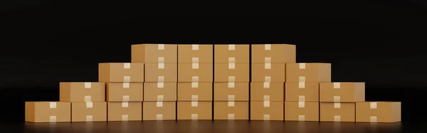 Stack Cardboard Box Carton Parcel Empty Space Concept Delivering Goods — стоковое фото