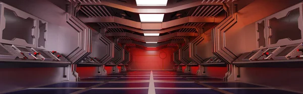 Spaceship Space Station Interior Sci Tunnel Corridor Empty Space Template — Foto Stock