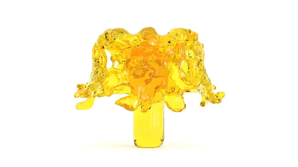 Salpicadura Líquida Agua Amarilla Chorro Agua Con Gota Sobre Fondo — Foto de Stock