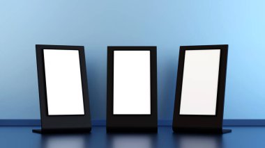 Boş reklam panosu ya da LCD ekran tabanı, reklam konsepti, 3D görüntüleme.