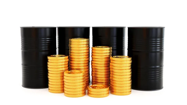 Oil Barrels Dollar Coin Money Concept Oil Market Business Petroleum — Stock Photo, Image