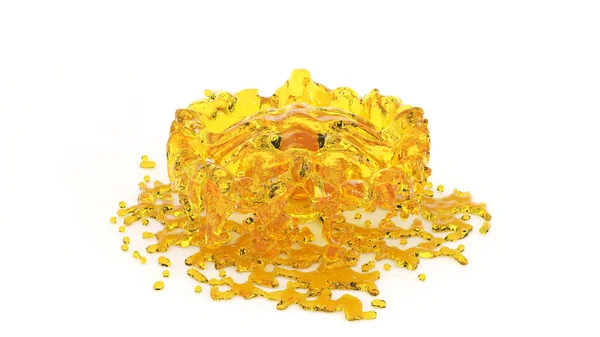 Salpicadura Líquida Agua Amarilla Chorro Agua Con Gota Sobre Fondo — Foto de Stock