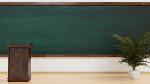 Teacher Podium Chalkboard School Classroom Education Concept Rendering — Stock Photo, Image