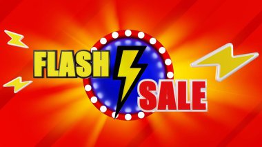 Flaş Satış Kelime posteri, afiş ya da poster, web sitelerinde ve sosyal medyada kampanya promosyonu için şablon, 3D görüntüleme.