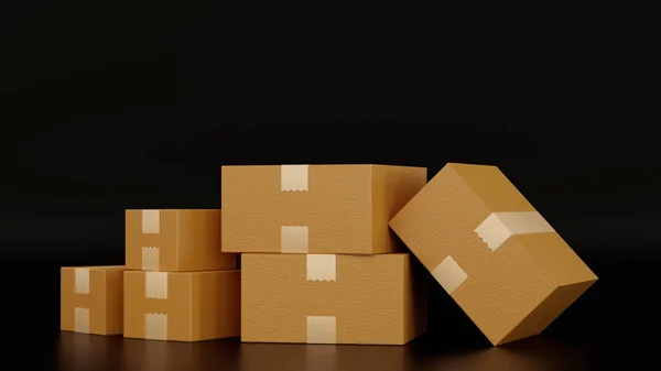 Stack Cardboard Box Carton Parcel Empty Space Concept Delivering Goods — Stok fotoğraf