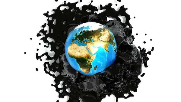 Earth Globe Crude Oil Stream Oil Market Business Petroleum Oil — Foto de Stock